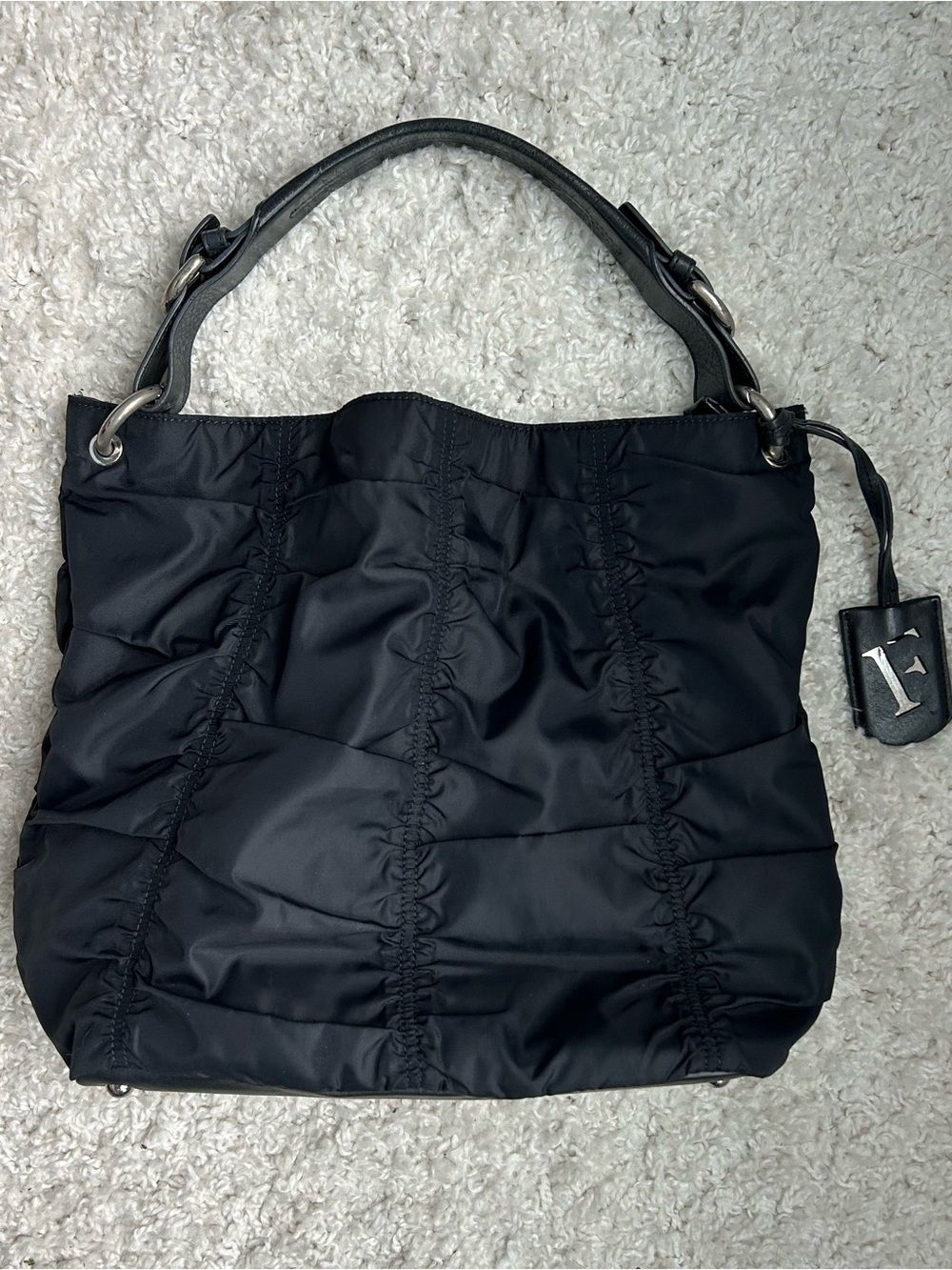 Furla Black Quilted Hobo Bag with Top Handle